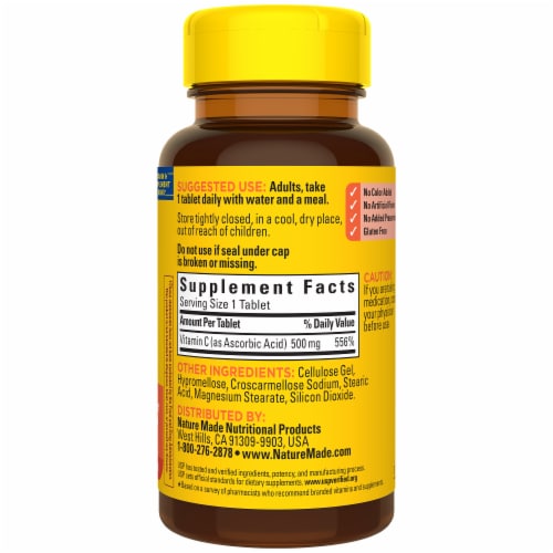 Nature Made® 500mg Vitamin C Tablets Perspective: back