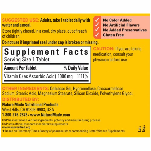 Nature Made® Vitamin C Tablets 1000mg Perspective: back