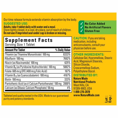 Nature Made® B-100 Complex Timed Release Tablets Perspective: back