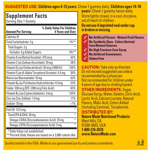 Nature Made® Kids First® Multivitamin with Omega-3 Gummies Perspective: back