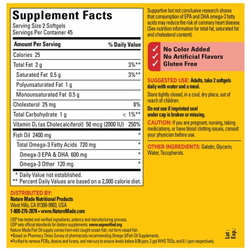 Nature Made Fish Oil Vitamin D Softgels Perspective: back