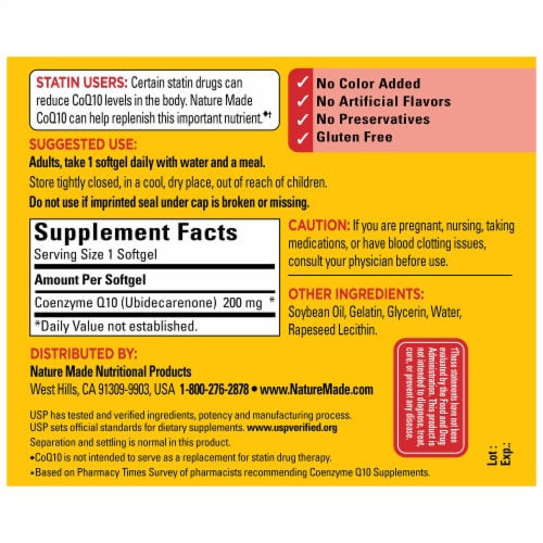 Nature Made® CoQ10 Softgels 200mg Perspective: back