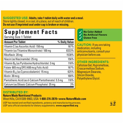 Nature Made® Super B-Complex with C Tablets Perspective: back