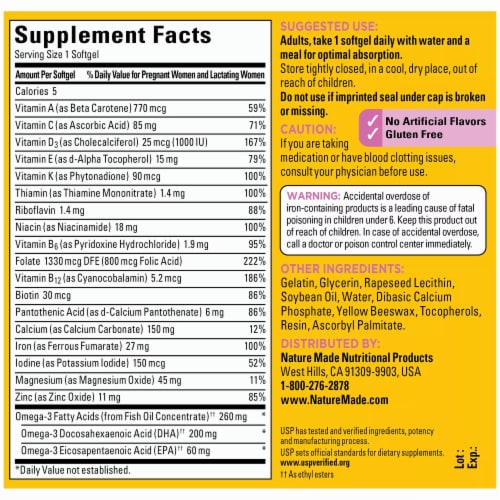 Nature Made® Prenatal Multivitamin Softgels 200mg Perspective: back