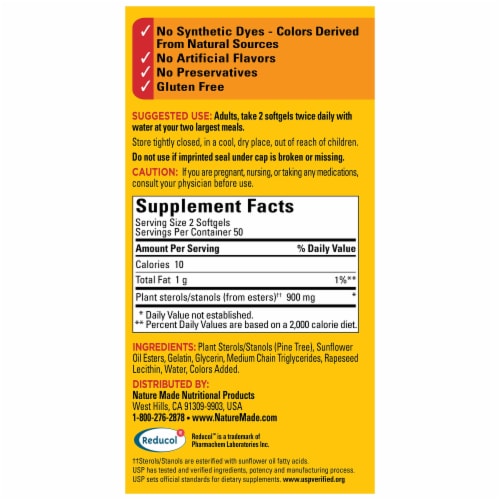 Nature Made® CholestOff Plus® Dietary Supplement Softgels Perspective: back