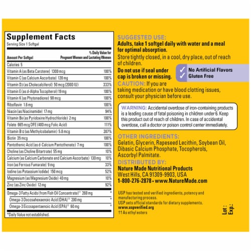 Nature Made® Post Natal Multi+DHA Vitamin Softgels 200 mg Perspective: back