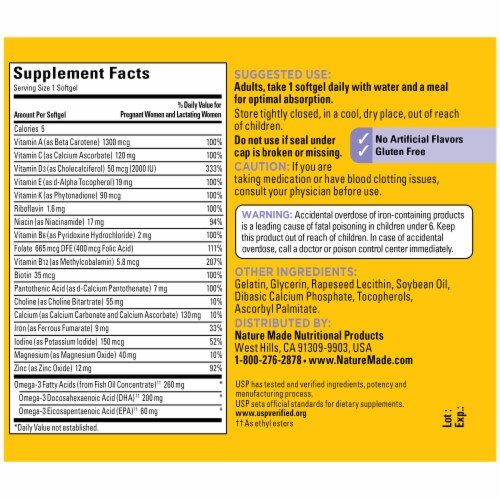 Nature Made® Post Natal Multi+DHA Vitamin Softgels 200 mg Perspective: back