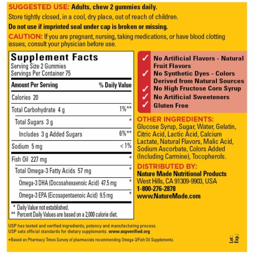 Nature Made® Orange Lemon and Strawberry Adult Fish Oil Gummies Perspective: back