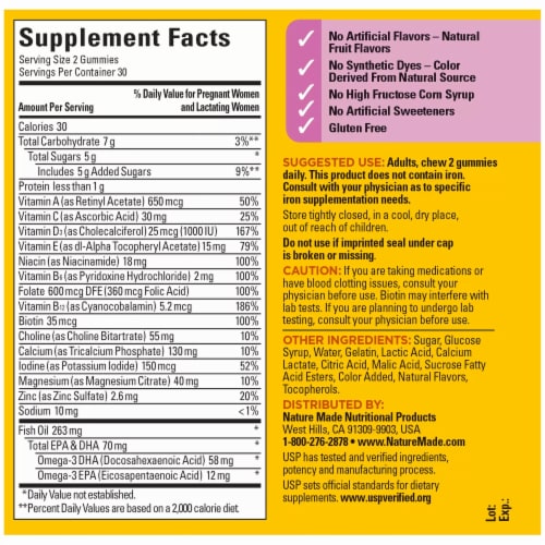 Nature Made® Mixed Berry Flavor Prenatal Gummies Perspective: back