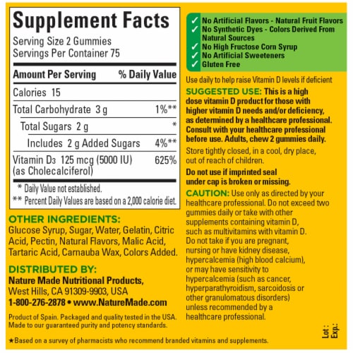 Nature Made® 125mcg Vitamin D Gummies Perspective: back