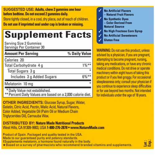 Nature Made® Melatonin Gummies Perspective: back