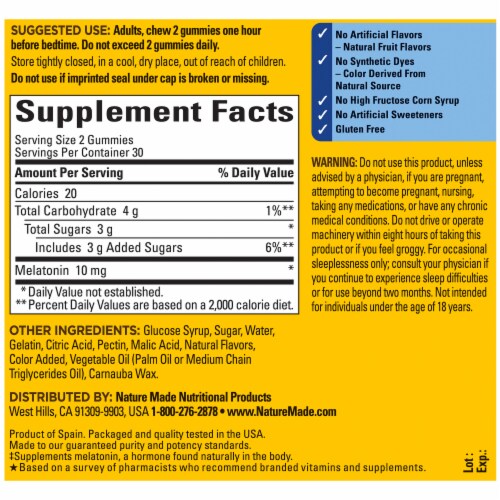 Nature Made® Melatonin Gummies Perspective: back