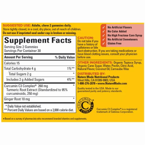 Nature Made® Turmeric Curcumin Gummies Perspective: back