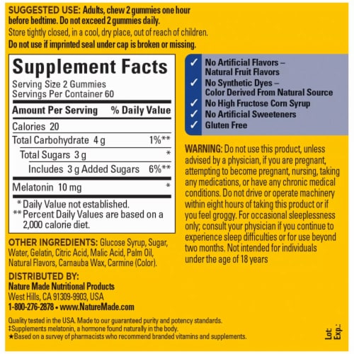 Nature Made® Dreamy Strawberry Melatonin Gummies 10mg Perspective: back