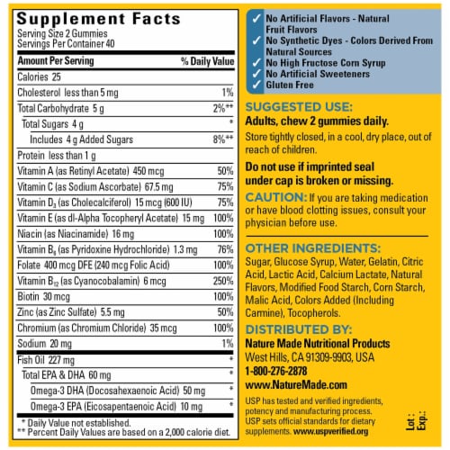 Nature Made® Strawberry Lemon & Orange Multi for Him + Omega-3 Gummies Perspective: back