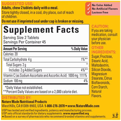 Nature Made® Chewable 1000mg Vitamin C Perspective: back