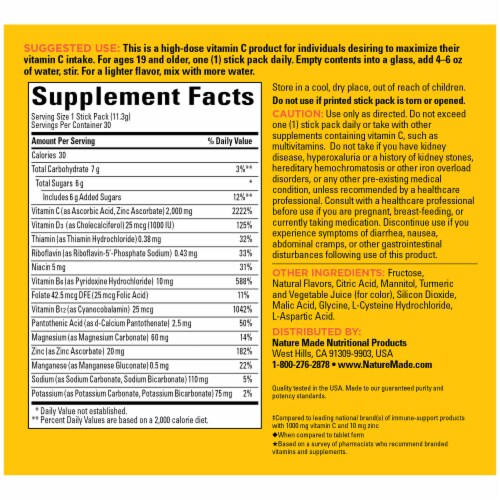 Nature Made® Immune Max Orange Flavored Fizzy Drink Mix Packets Perspective: back