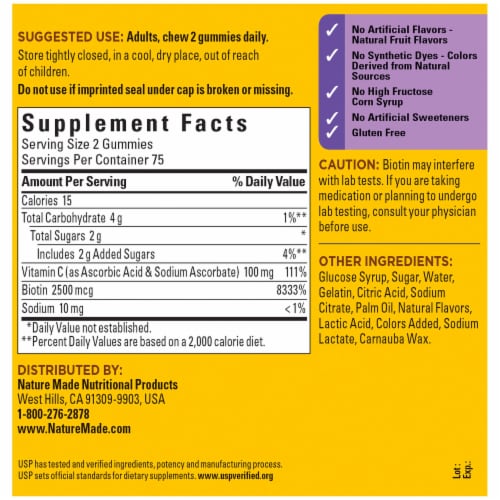 Nature Made® Hair Skin Nails Mixed Berry Cranberry & Blueberry Gummies Perspective: back