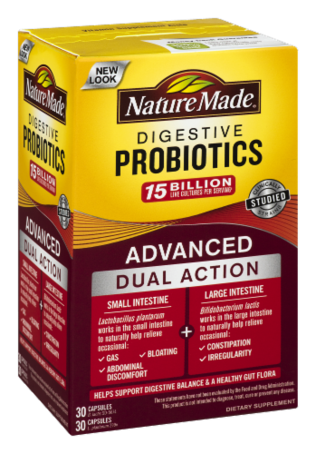 Nature Made Advanced Dual Action Digestive Probiotics Capsules Perspective: back