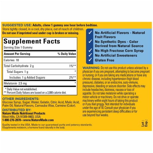 Nature Made® Dreamy Strawberry Melatonin Gummies 2.5mg Perspective: back