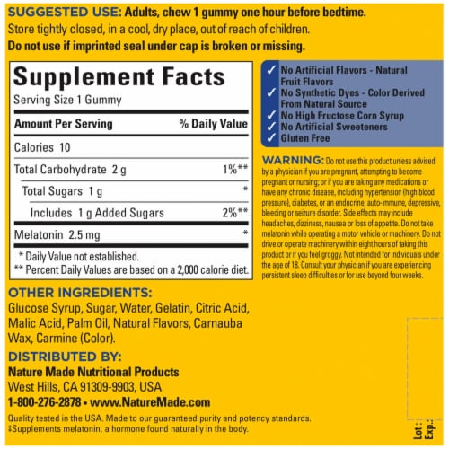 Nature Made® Strawberry Melatonin Dietary Supplement Gummies 2.5mg Perspective: back
