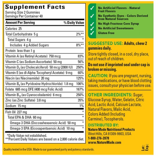 Nature Made® Strawberry Lemon & Orange Multi + Omega-3 Gummies Perspective: back