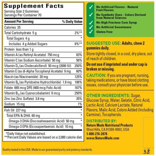 Nature Made® Multi+Omega-3 Strawberry Lemon & Orange Gummies Perspective: back