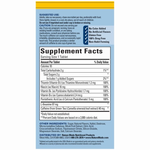 Nature Made® Clear & Focus Lemon Mint Chewable Tablets Perspective: back