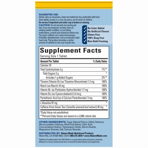 Nature Made® Clear & Focus Lemon Mint Chewable Tablets Perspective: back