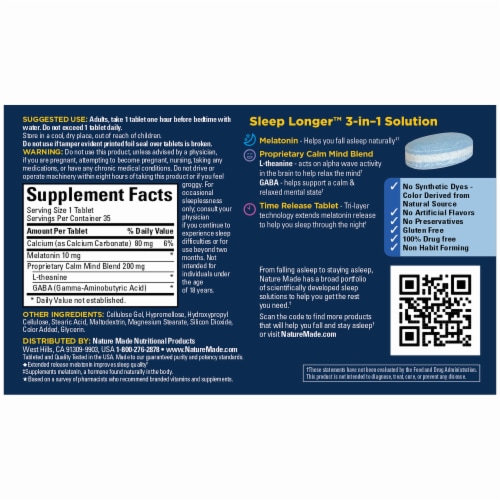 Nature Made® Sleep Longer™ Max Strength Time Release Tablets Perspective: back