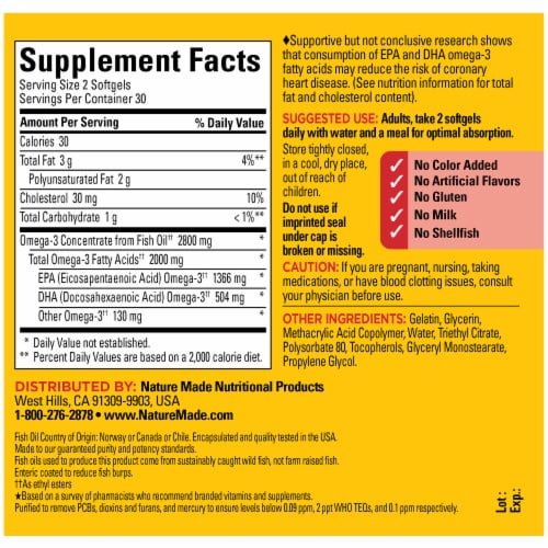 Nature Made® Extra Strength Omega-3 Fish Oil Softgels 2800mg Perspective: back