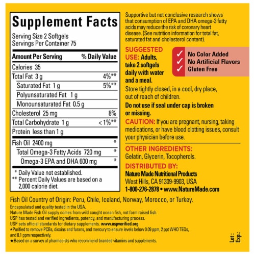 Nature Made® Fish Oil Softgels Perspective: back