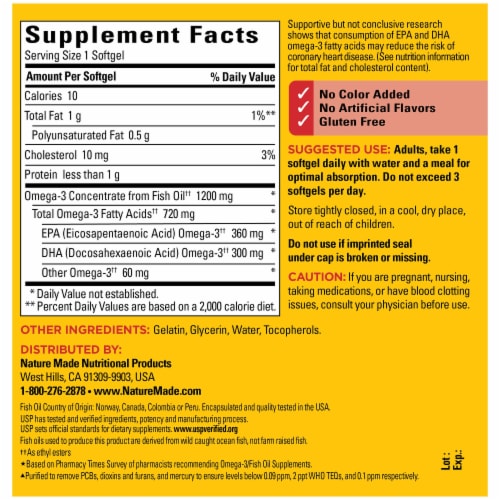 Nature Made® One Per Day Fish Oil Omega-3 Softgels 1200 mg Perspective: back