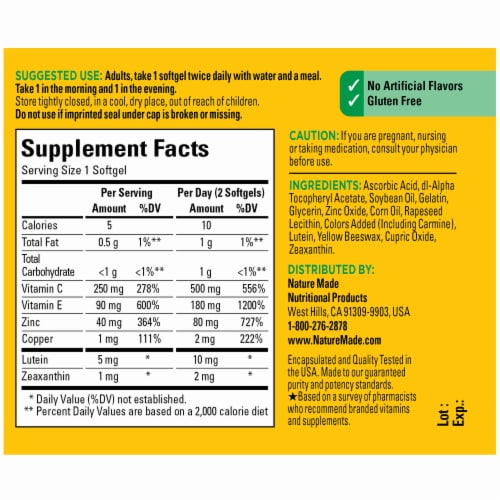 Nature Made® Vision with AREDS 2 Formula Softgels Perspective: back