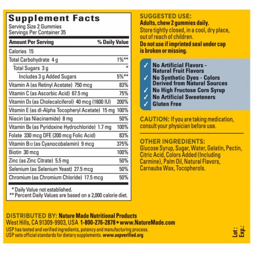 Nature Made® Cherry & Mixed Berry Multi-Vitamin for Him Gummies Perspective: back