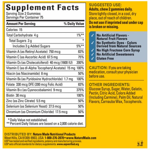 Nature Made® Multi For Him Dietary Support Gummies Perspective: back