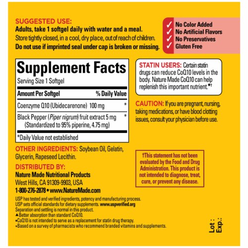 Nature Made® Better Absorption CoQ-10 Softgels Perspective: back
