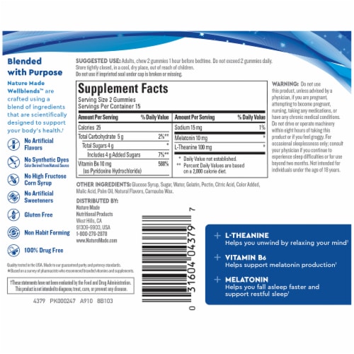 Nature Made® WellBlends™ Fall Asleep Faster Gummies Perspective: back
