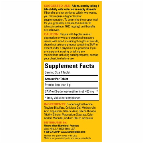 Nature Made® SAM-e Complete Enteric Coated Tablets 400mg Perspective: back