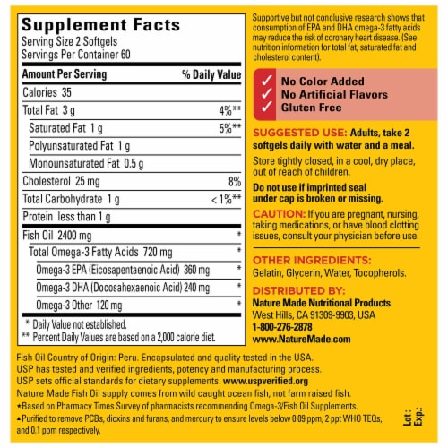 Nature Made® Fish Oil Omega-3 Softgels 1200 mg Perspective: back