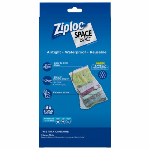 Ziploc Space Bag Large Flats Vacuum Seal Bags - 3 Pack, 22 x 30 in