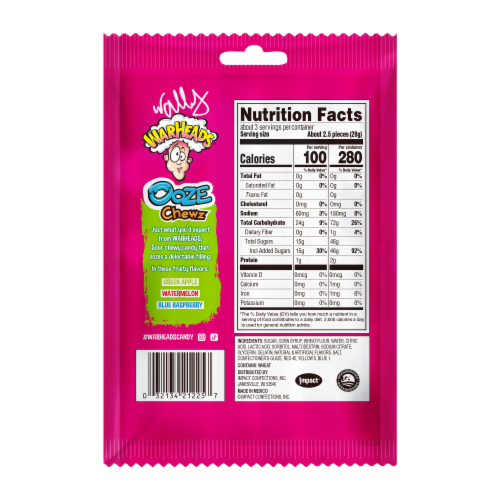Warheads Ooze Chewz Ropes Sour Filled Chewy Candy Perspective: back