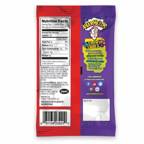 Warheads Sour Chewy Cubes Perspective: back