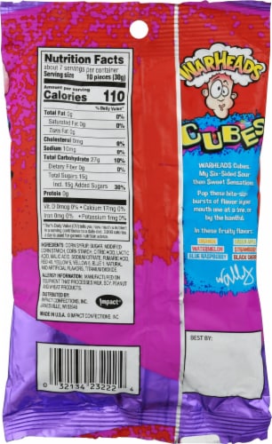 Warheads® Cubed Sweet Sour & Fruity Gummy Candy Perspective: back