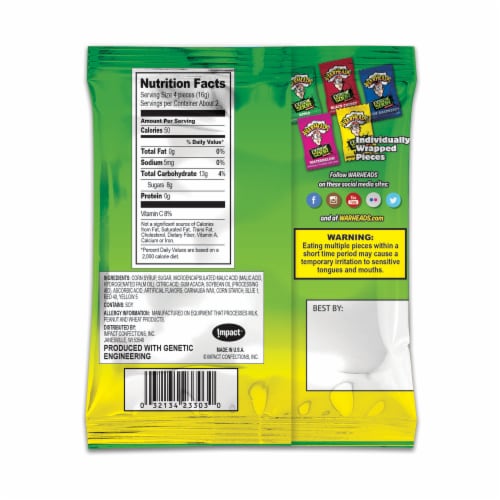 Warheads Extreme Sour Hard Candy Perspective: back