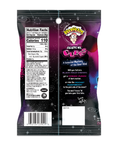 Warheads® Galactic Mix Cubes Chewy Candy Perspective: back