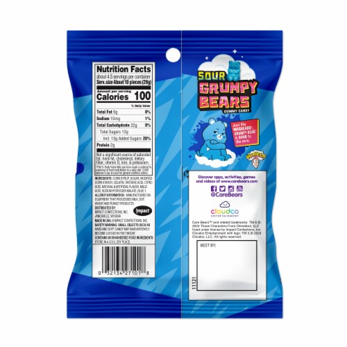 Warheads® Care Bears™ Sour Grumpy Bears Bag Perspective: back
