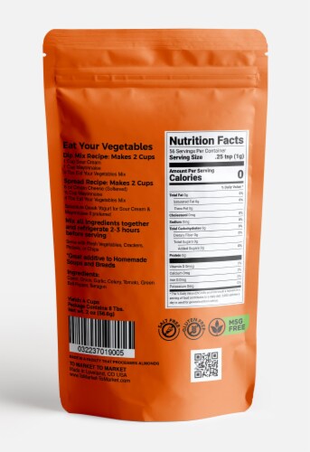 Eat Your Vegetables, Salt Free & Gluten Free Veggie Dip Mix Perspective: back