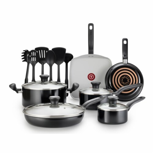 T-fal Initiatives Ceramic Cookware Set - White/Black Perspective: back