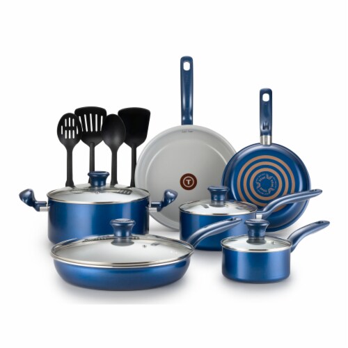 T-fal Simply Cook Ceramic Cookware, 12pc Set, Blue 12 ct